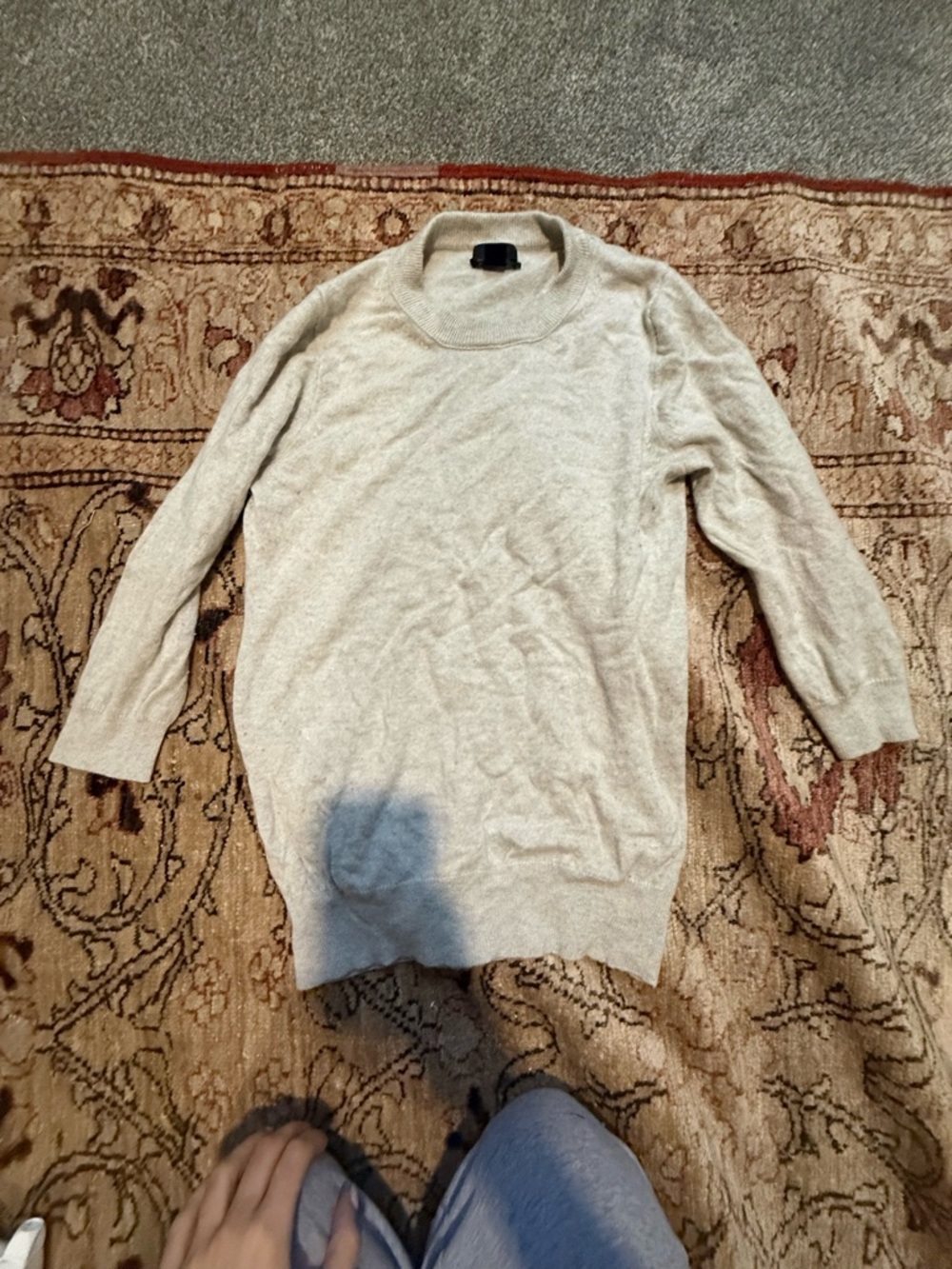 j crew cashmere light gret Crewneck Sweater - Neutral Knit